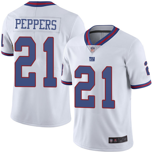 Men New York Giants #21 Jabrill Peppers Limited White Rush Vapor Untouchable Football NFL Jersey